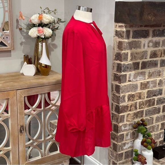 THREE EIGHTY TWO Women’s Ruffled Dress in the Size Large in the Color Red - Picture 8 of 14
